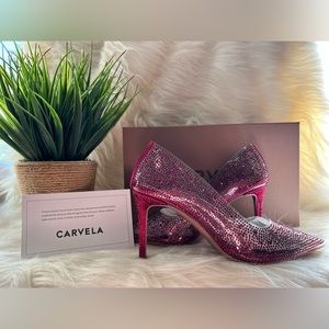 NIB- Carvela Lovebird Embellished Clear Vinyl Pumps- Pink Size 8